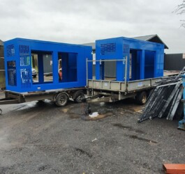 An image of some metal housing we powder coated